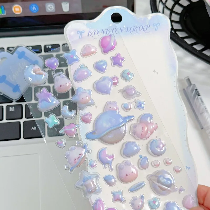 

Cute Cartoon Candy Bunny 3D Bubble Stickers - Adorable Puffy Relief PVC Decals for Phone Cases & Tablet Girls' Journal DIY Decor