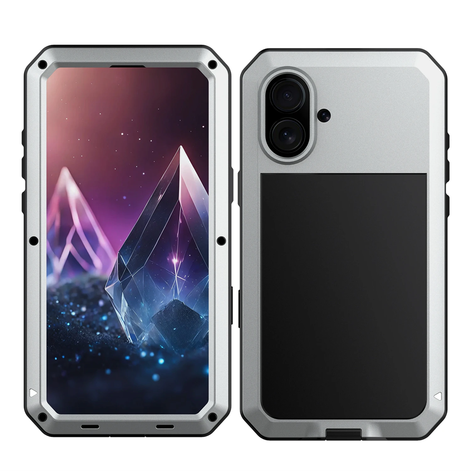 

Противоударный металлический стеклянный чехол для iPhone 17, 16, 15, 14 Plus, 13, 12, 11 Pro Max XR Xs Max SE 8 7, сверхпрочный противоскользящий, с защитой от истирания