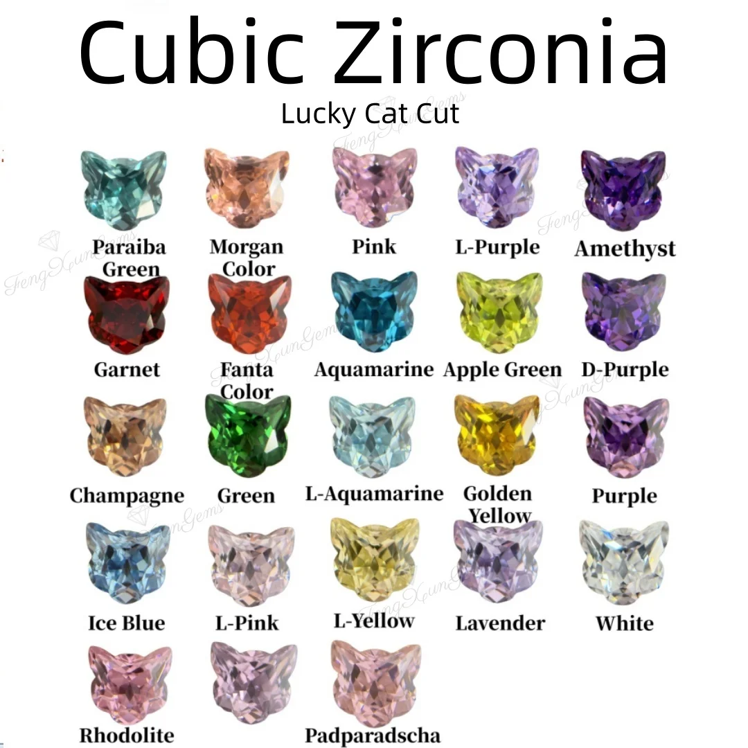 Lucky Cat Cut 7x7mm AAAAA Multicolor Cubic Zirconia Loose Gemstones Brilliant Cut For Jewelry Necklace Earrings Making For Gift