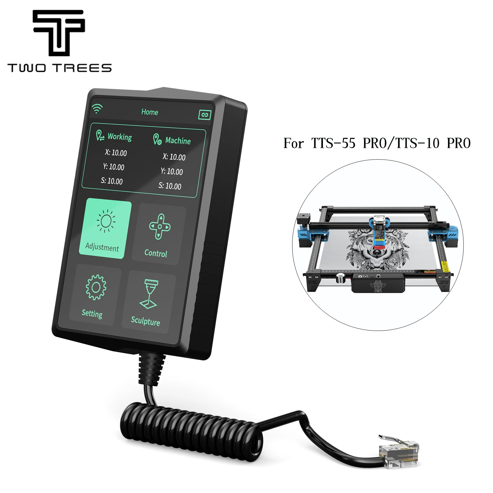 Twotrees Laser Engraving Machine TTS-55 PRO/TTS-10 PRO/TTS-20 PRO 3.5-inch Handheld Offline Control Screen Color Touch Screen