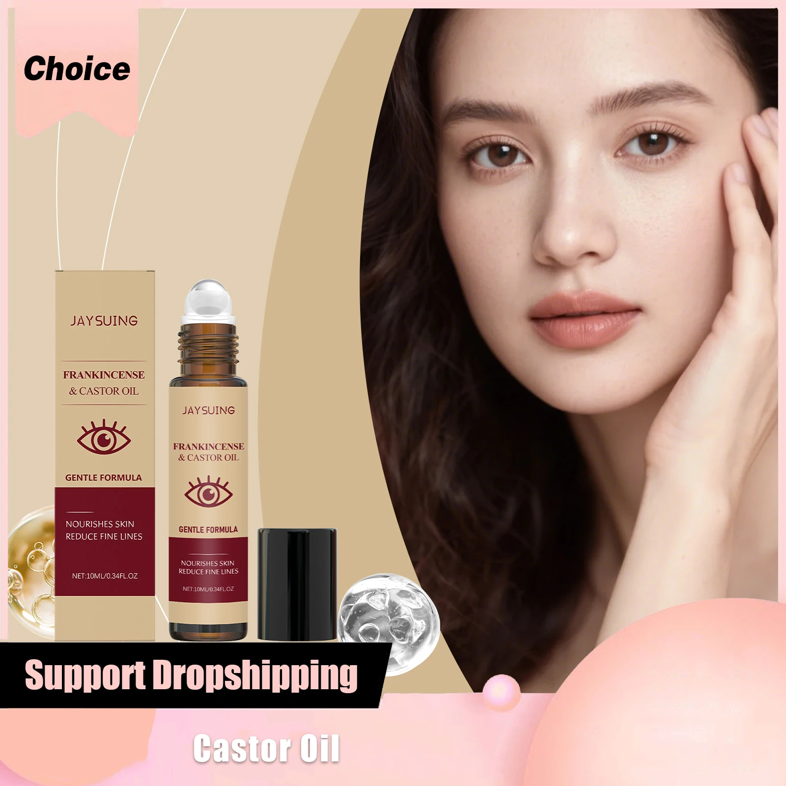 

Castor Oil Eye Nourishing Rolling Ball Essence Relieve Fine Lines Reduce Dark Circles Eliminate Edema Gentle Eye Massage Serum