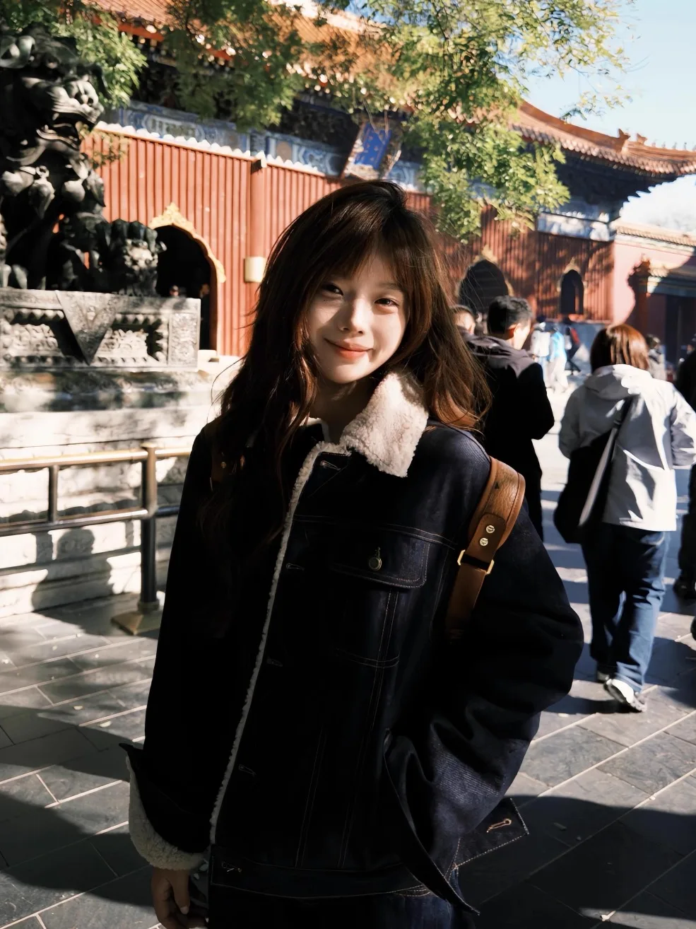 Casaco Retro Coreano de Denim com Pele de Cordeiro Longo para Mulheres Outono Inverno Aconchegante Solto Versátil de Algodão