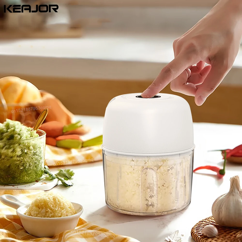 Mini Food Processor Electric Garlic Chopper USB Charging Meat Grinder 300ml Garlic Masher Machine Vegetable Crusher Mini Chopper