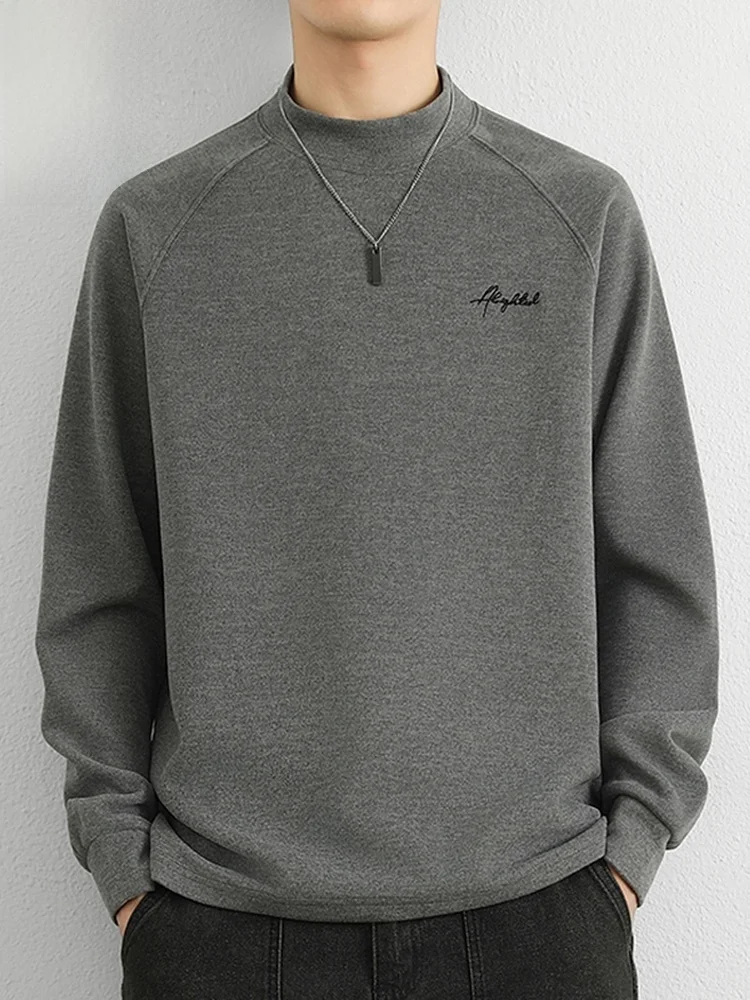 

Мужская футболка с длинным рукавом, весна 2026, новая модель, с высоким воротником, цветная, для ношения под одеждой, свободного кроя, повседневная