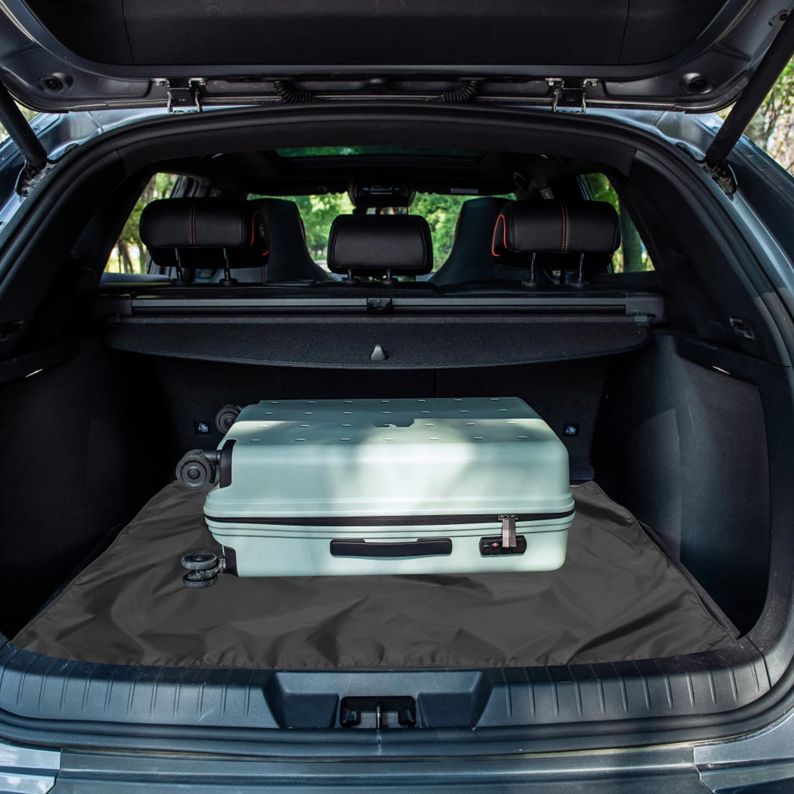 

1pc Black Single-layer Trunk Mat Car Cargo Pad Oxford Cloth Waterproof No-slip Design Fits Most Cars Trunk Liner Mats Car
