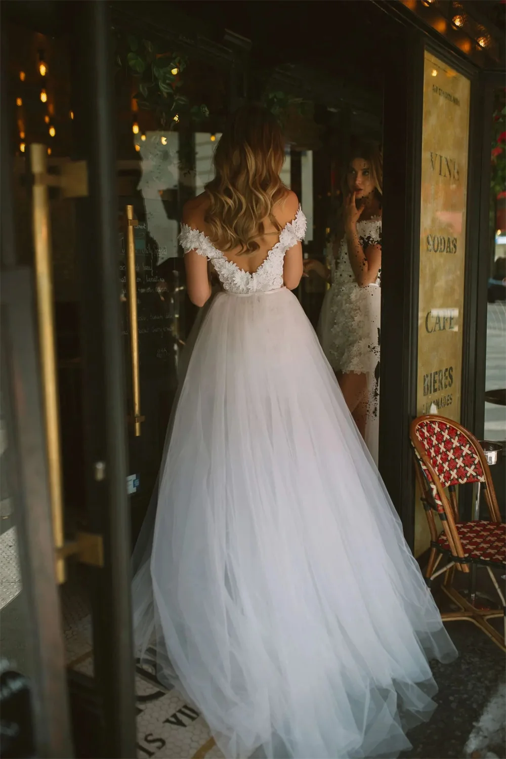 Kyoto Abito da sposa con strascico staccabile personalizzato fiore bianco Fata con spalle scoperte abiti da sposa Splendido abito da sera senza schienale