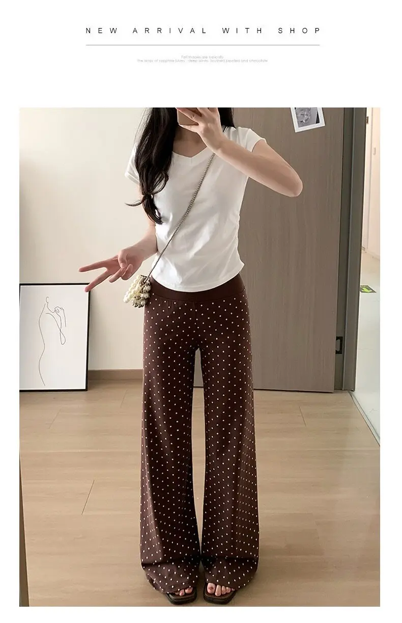 Damen High-Waist Polka-Dot Boot-Cut Hose Schlanke Casual Leggings Retro Vielseitige Oberbekleidung für Fitness, Laufen und Outdoor-Sport – Detail 4