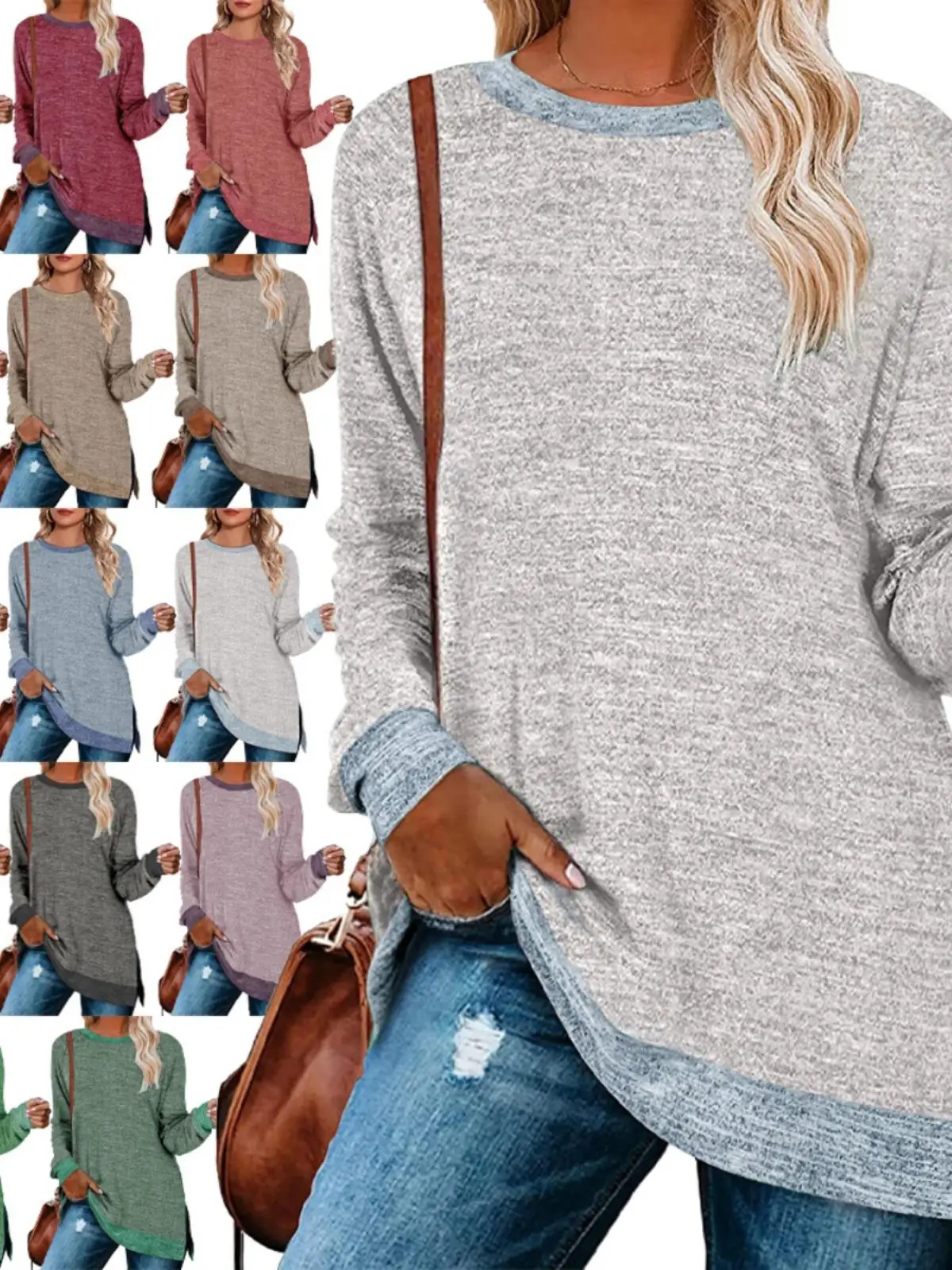 T-shirt décontracté pour femmes, coupe ample, rond, Ne Long, Sve, basique, moderne, Faion, couleur saison d'automne