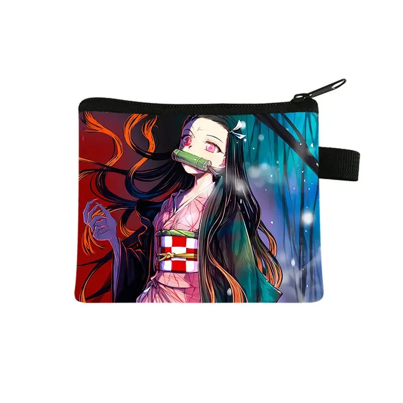 Anime Kimetsu No Yaiba Mini Wallet Cosplay Kamado Tanjirou Nezuko Coin Purse Canvas Storage Pouch Coin Key Wallet