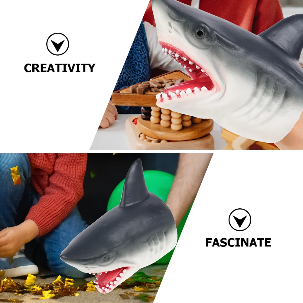 2 Pcs Animal Hand Puppets for Kids Shark Boys Toys Story Telling Triangle Vinyl Educational Finger