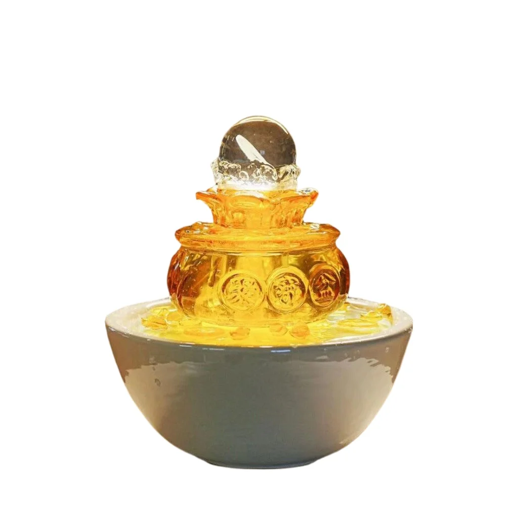 Wealth Treasure Cornucopia Fortune Water Circulating Decoration Home Crystal Ball Automatic Rotation Decoration Opening Gifts