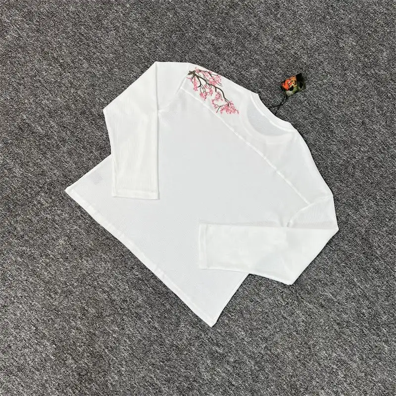 DerSchutze Blossom American Style Cherry Blossom Waffle Pattern Youth Trendy Brand Popular Men's Long Sleeve T-Shirt Cotton C...