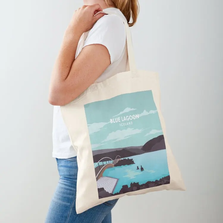Blue Lagoon Iceland - Bolso de mano minimalista con estampado de viaje, bolso grande para mujer