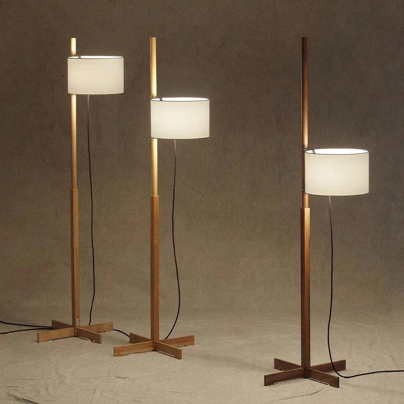 

Fabric Liftable wood Floor lamp Japanese Minimalist Wabi-sabi Adjustable Floor light for Living Room Bedroom Wood Stand lamp