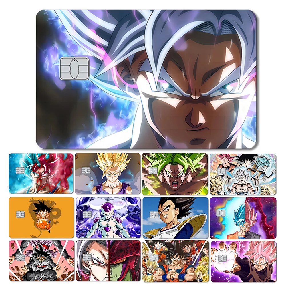 Vinilos Adhesivos Mate 2.5D HD para Tarjetas de Crédito de Anime Dragon Ball Goku Frieza, Película Protectora para Tarjetas con Chip Pequeño, Adhesivos Impermeables, Regalos