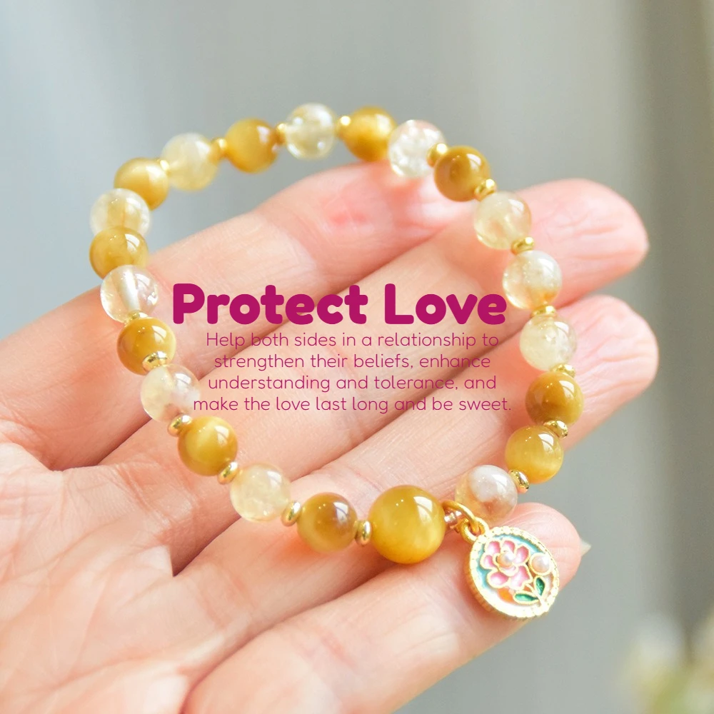 

Natural Tiger Eye Stone Bracelet Original Design Women's White Crystal Hand String Protect Love Buddha Beads Meditation Jewelry