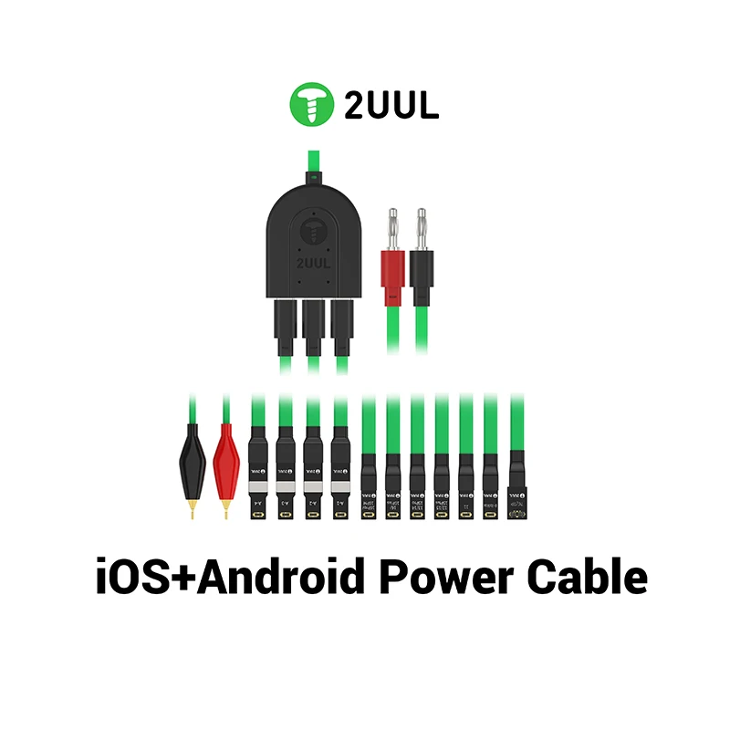 2UUL PW02 Data Startup Power Boot Cable Pure Copper Flat Crocodile Clip for Phone 7-16PM Android Mobile Phone Repair Power Cable