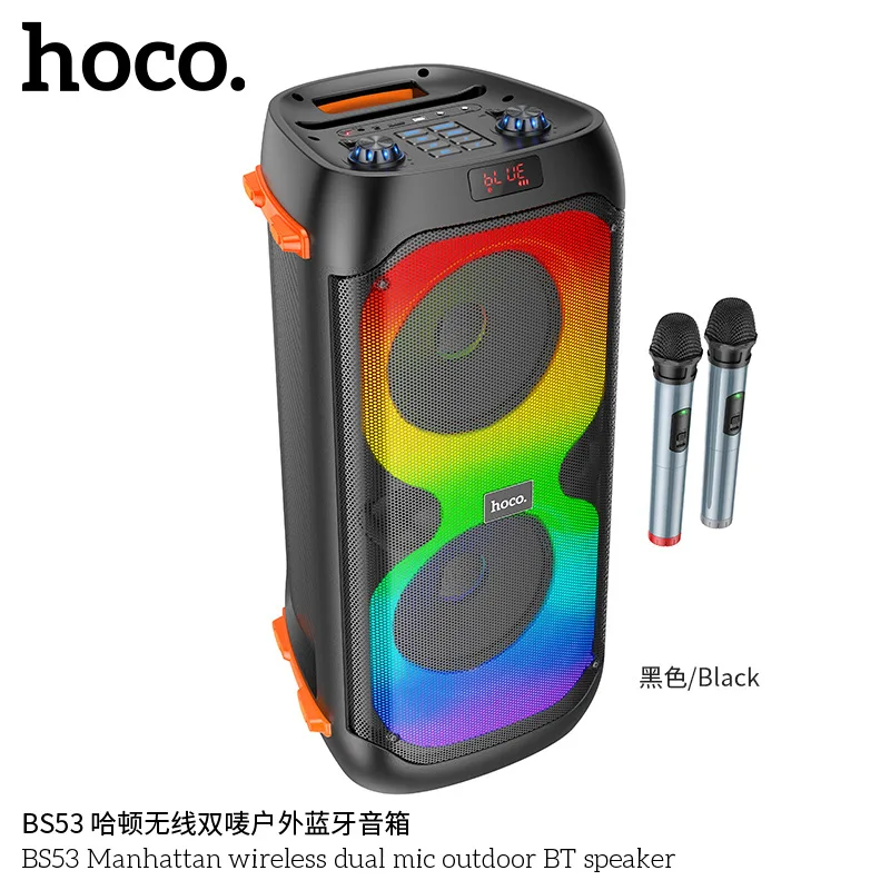 

The HOCO/Holco BS53 Wireless Dual Mark outdoor Bluetooth speaker supports wired microphone input