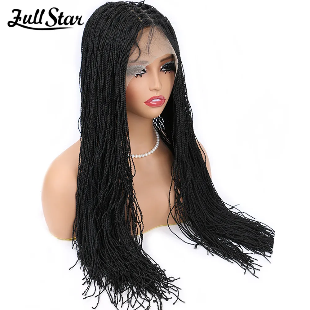 Full Star Senegalese Twist Lace Front Square Knotless Locs Wigs With Baby Hair Straight for Black Women Loc Braid Wig Daily Use