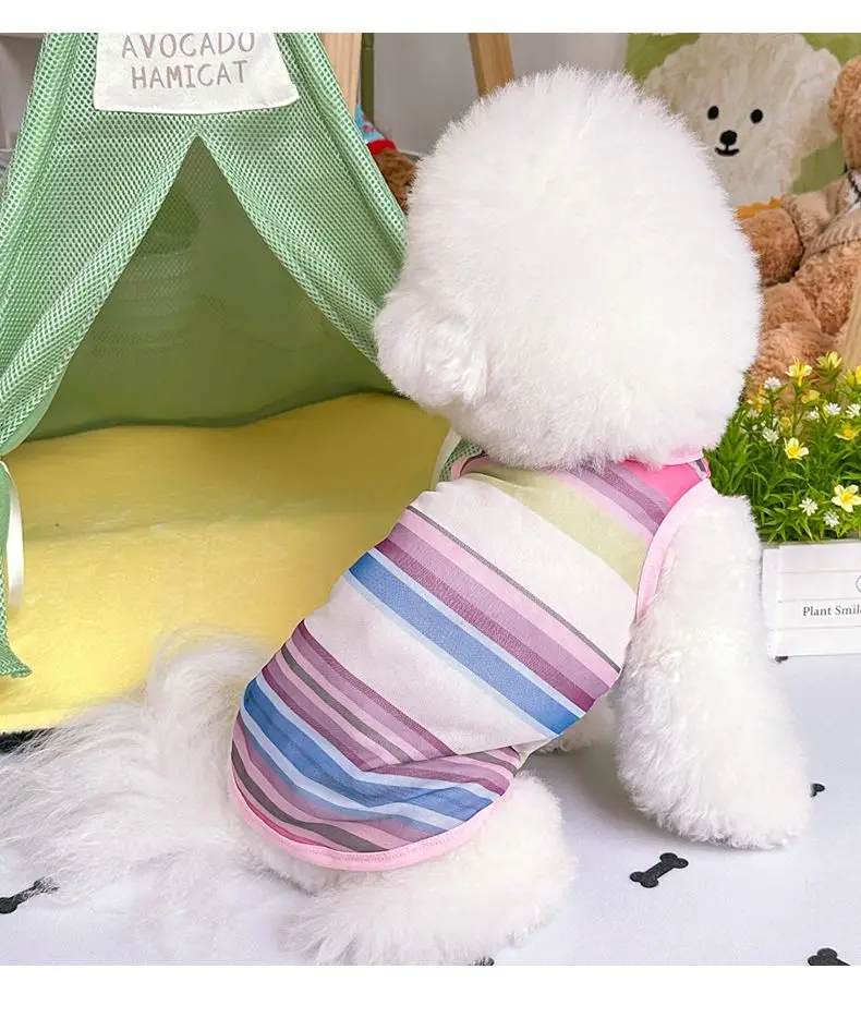 Breathable Puppy Clothes Spring/Summer Cute INS Hollow Bear Patch Traction Tank Top Dog Teddy Pet Cat Clothing Cooling Vest