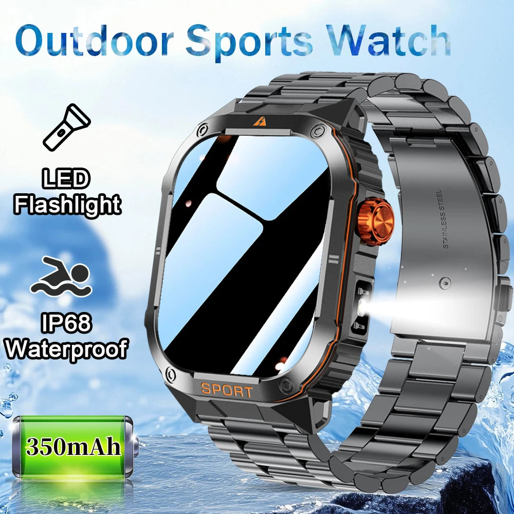 

2025 New 2.01" high-definition smartwatch for men, military-quality outdoor waterproof watch, sports and fitness, Bluetooth call