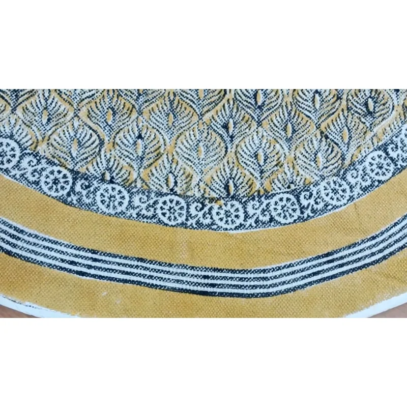 Yellow 4x4 6x6 Oriental Edge Handmade Cotton Duri Bedroom Carpet Round Yoga Mat Rugs for Bedroom