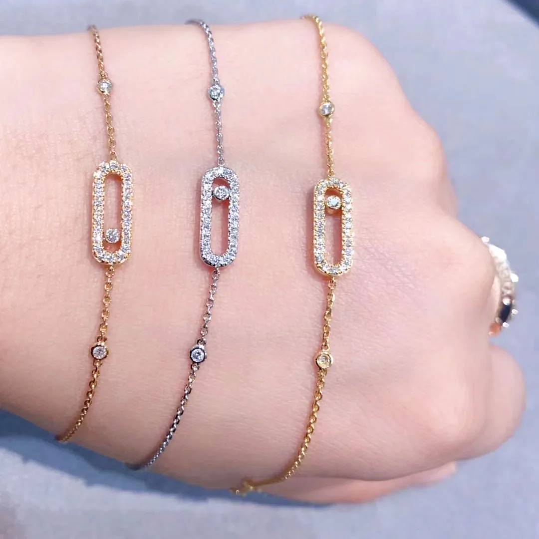 أزياء بوتيك 925 الفضة هندسية كاملة زركونيا المرأة سلسلة الشريحة واحدة سوار مجوهرات فاخرة الرجعية الكلاسيكية الطرف