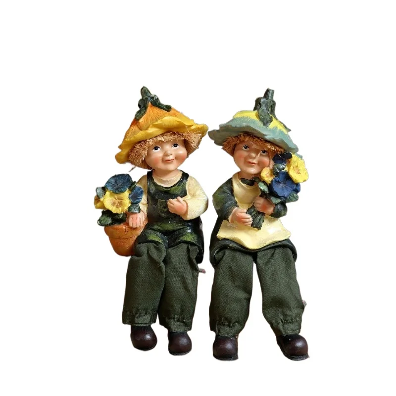 Vintage Pastoral Hanging Feet Doll, Resin Home Ornament, Creative Desktop Decor for Living Room Entryway Garden Yard