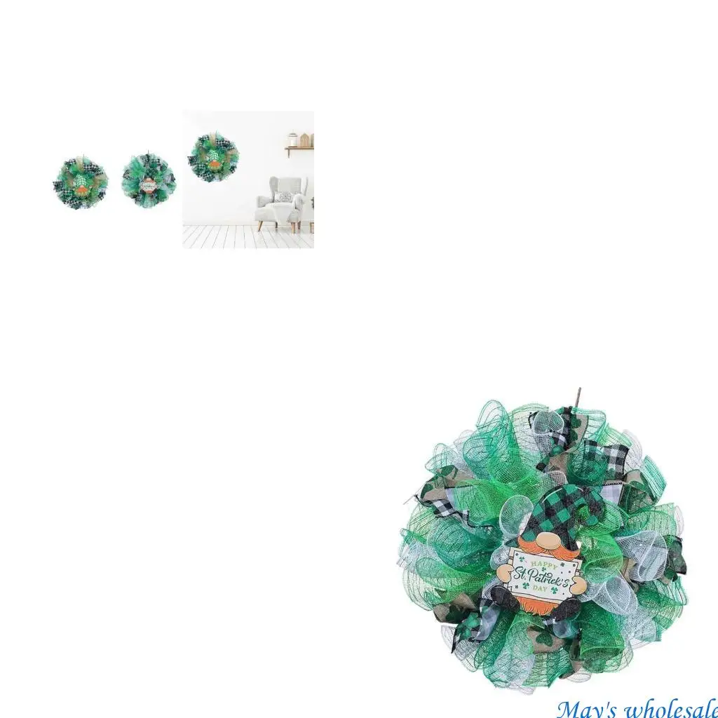 

Patrick's Day Shamrocks Wreath Welcome Leprechaun Wreath for Garden Home Decor 448A