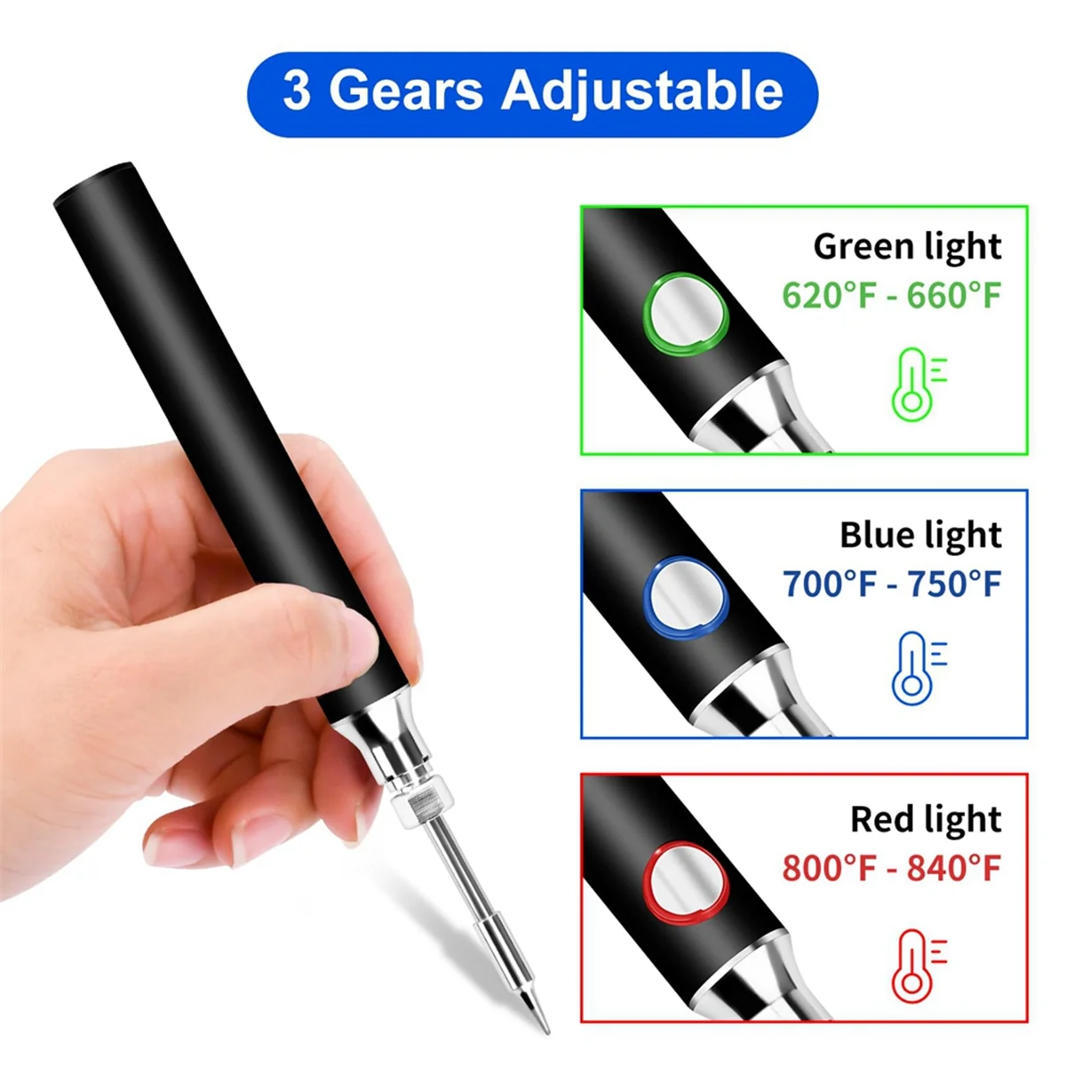 Cordless Soldering Iron Kit, USB Rechargeable Portable Cordless Soldering Iron with 3PCS Soldering Tips Soldering Iron