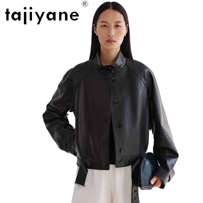 

TAJIYANE 100% Sheepskin Genuine Leather Jacket Women Fashion Belted Short Coats Real Sheepskin Jackets 2026 Woman Clothes 가죽자켓여자