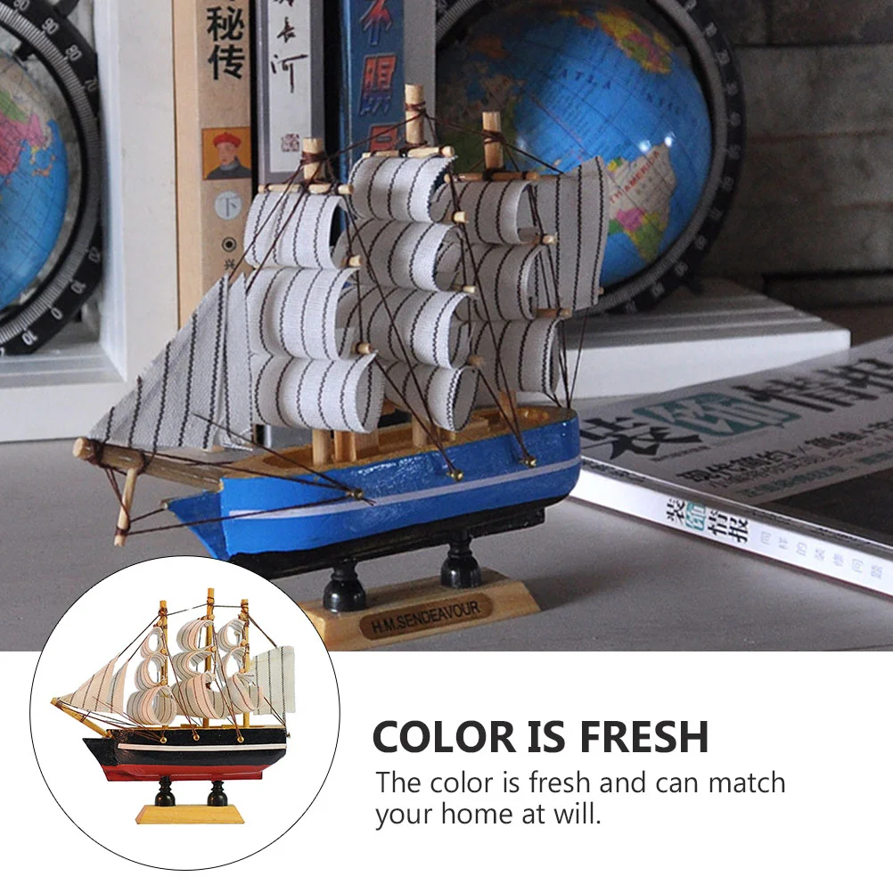 Sailing Model Ornament Home Decor Creative Boat Desktop Pirate Ship Sailboat Crafts Bamboo Wooden Adorn Child