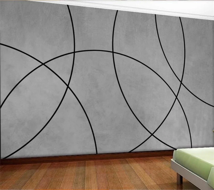 Customized products wallpaper 3d mural modern minimalist geometric arc background wall home decoration bedroom restaurant grey