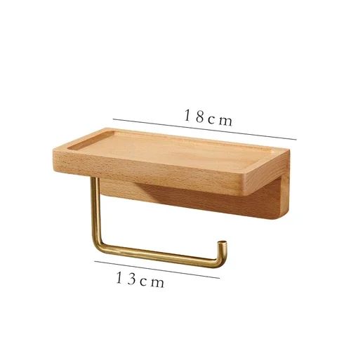 Toilet Roll Holder Brass Wood Napkin Tissue Box Paper Holders Home Wall-mounted Storage Rack Towel