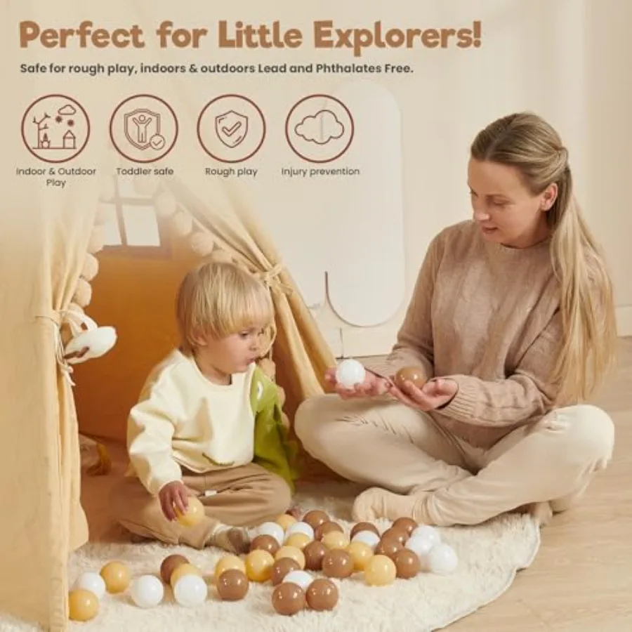 Ball Pit Balls 100 bolas de color del desierto 5,5 cm bolas de plástico suaves sin BPA para parque infantil de bebé y casa de rebote a prueba de golpes