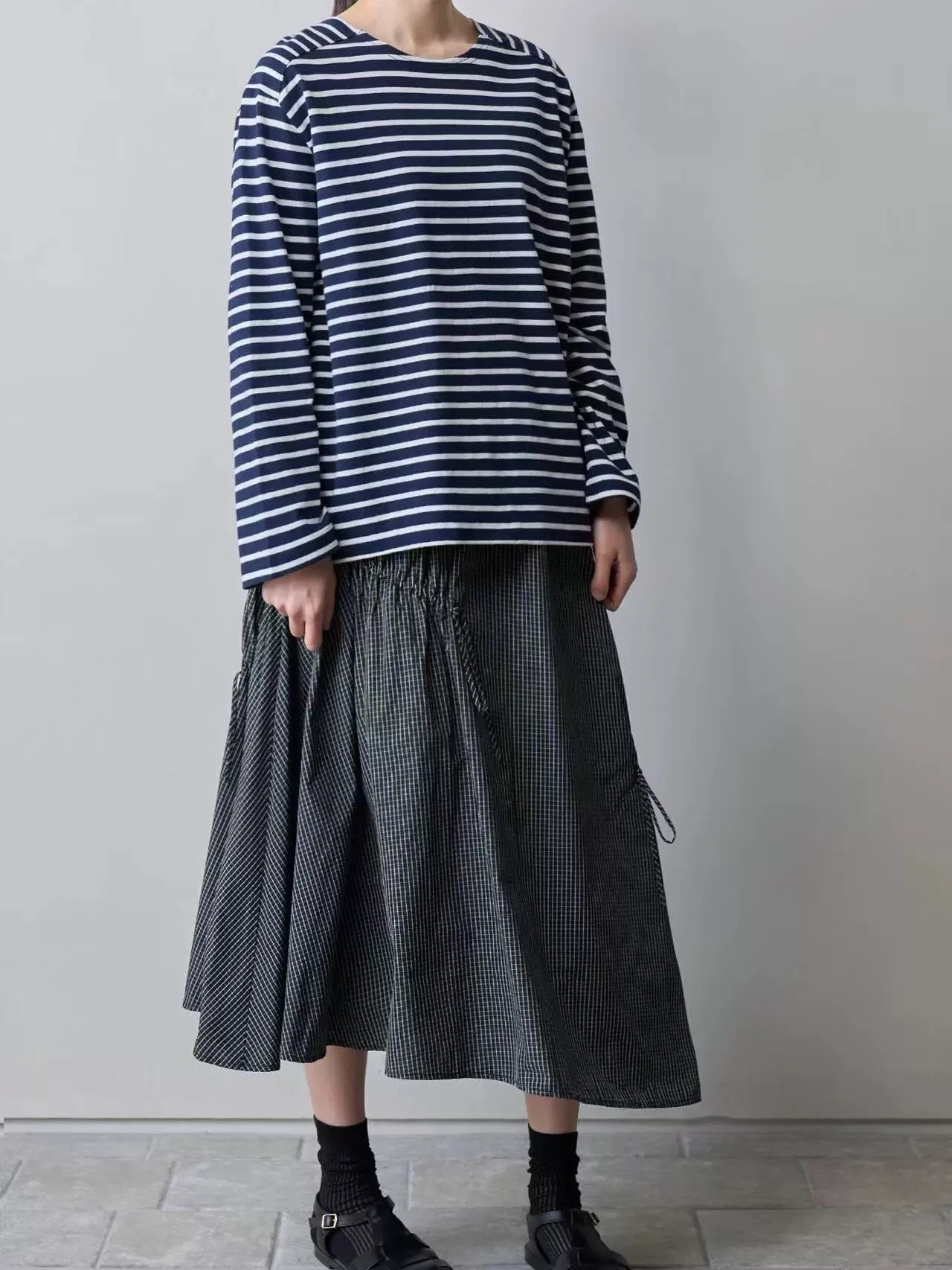  Brand 2026 Summer Plaid Loose Women's High Waist A-Line Skirt Fashionable Versatile Slimming Midi Skirt