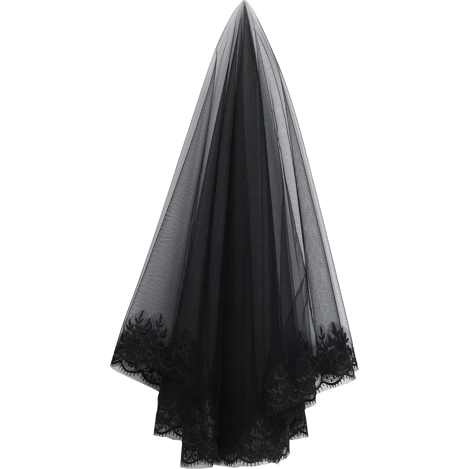 

Gothic Halloween Black Lace Veil for Costume Party Bridal Headwear and Cosplay Black Wedding Veil for Photography