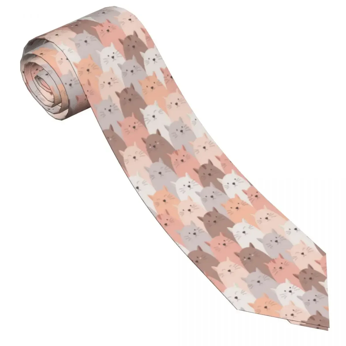 Casual Arrowhead Skinny Cute Faces Of Cats With Mustaches Necktie Slim Tie For Party Formal