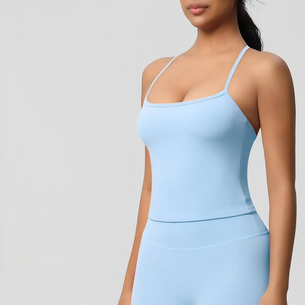 Women Nude Brushed Cami Yoga Tank Top Solid Color Beauty Back Quick Dry Slim Fit Morning Run Fitness Vest