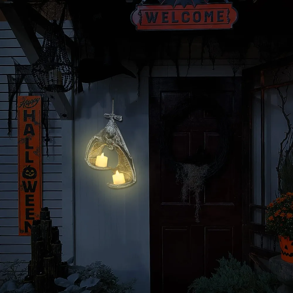 

Высокое качество Хэллоуин летучая мышь настенный держатель для чайной свечи украшения дома подсвечник из смолы подвесной садовый декор летучая мышь украшения для свечей