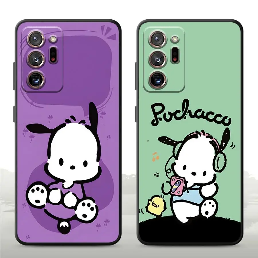 حافظة لهاتف سامسونج جالاكسي نوت 9 10 بلس S8 S9 S10 8 20 غطاء هاتف ناعم أسود للغاية سانريو كيوت بوشاكو