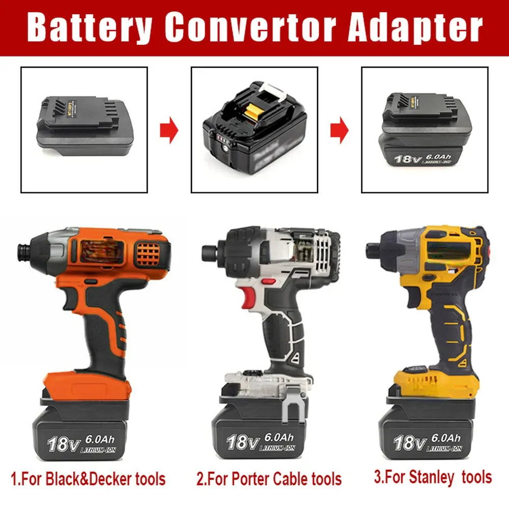 Battery Adapter for Makita 18V Lithium Battery Convert To for Black&Decker for Porter Cable for Stanley 18v Power Tool Drill