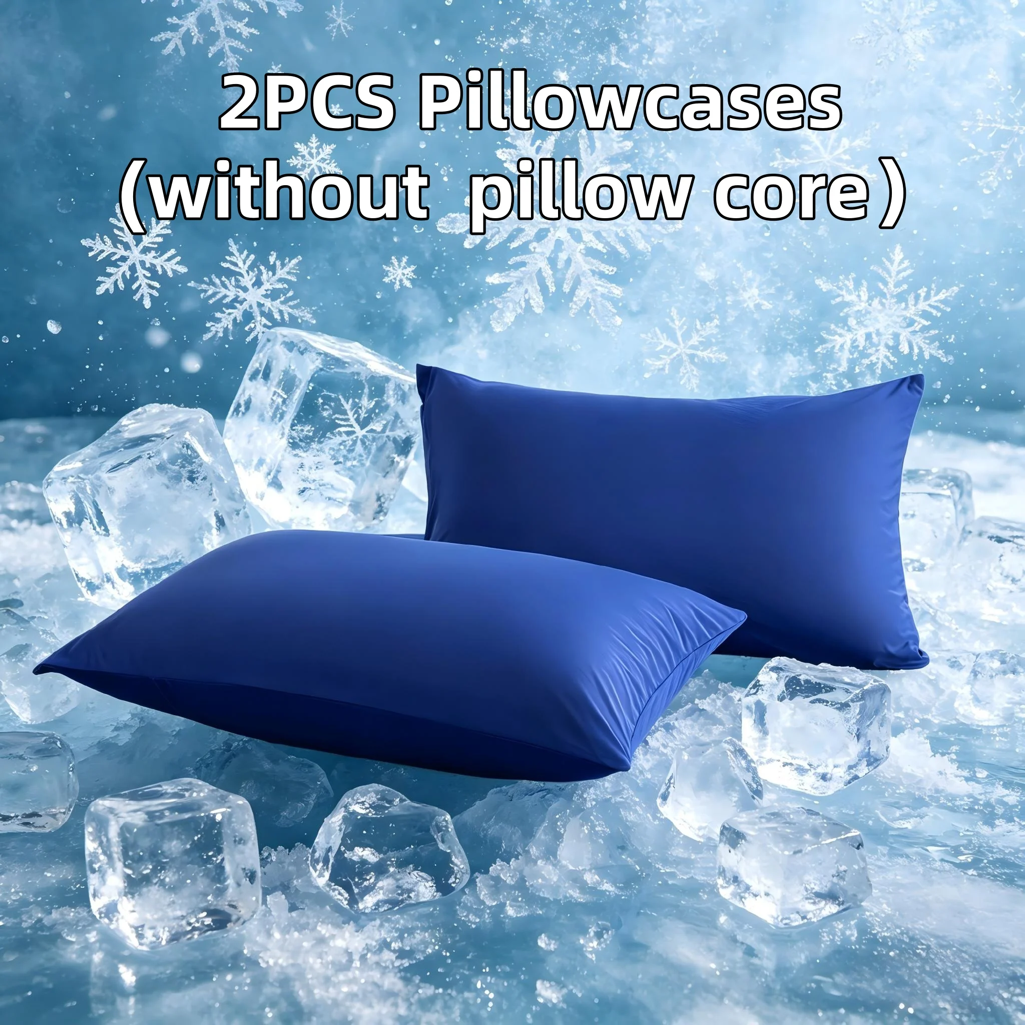 2PCS Cooling Pillowcases, Ice Silk Breathable Pillow Covers, Solid Feeling Pillow Protector for Hot Sleepers, No Pillow Core