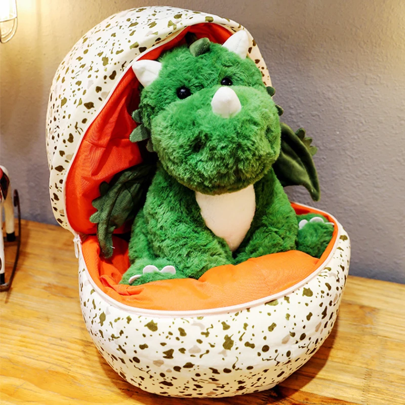 Creative Stuffed Cartoon Dragon Doll Creative Dinosaur Egg Turn Into Dino Plush Toys Pillow Baby Sleeping Cushion For Kids Gifts