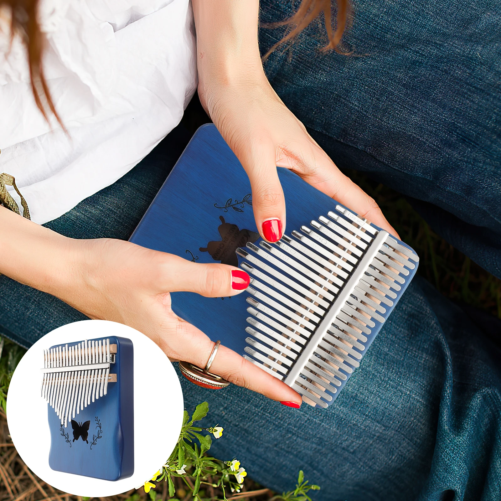 

1 Set 21 Keys Thumb Piano Full Veneer Solid Wood Ergonomic Design Portable Kalimba For Adult Kids Gift Hand Piano Finger Organ