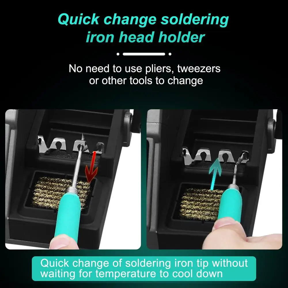 Digital Soldering Iron Station 120w Fast Heat 716℉ 245 Iron Tip Memory Storage Sleep Mode Copper Brush Cleaning Quick Change