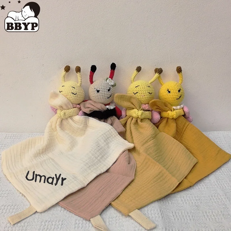 Personalized Animal Lovely Baby Security Blanket Bees Baby Nursing Bib Breathable Soother Towel Infant Mood Soothing Drool Bib