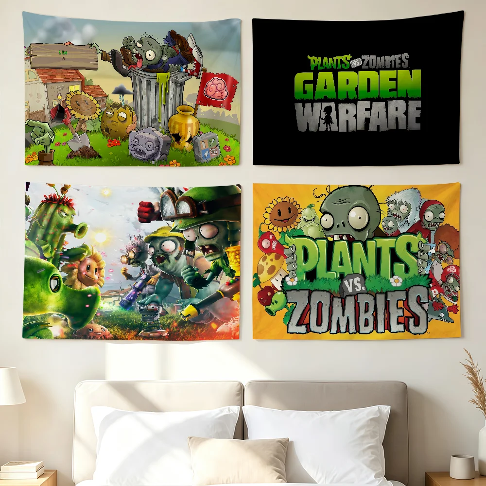 Game P-Plants Vs Z-Zombies Strategy Flag Wall Decorations Home Decor Suitable For Living Rooms Bedrooms Dormitories Parties