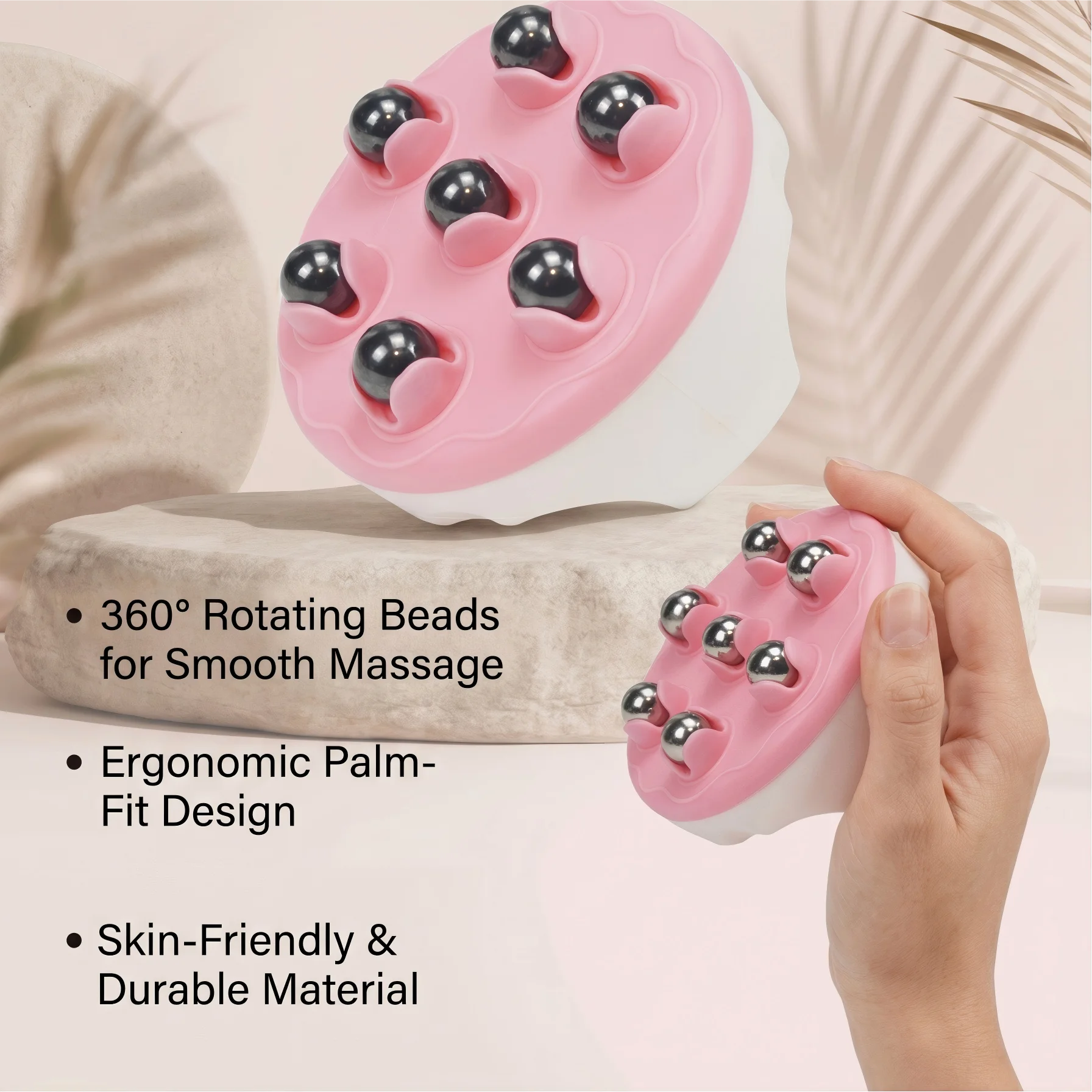 7 Ball Magnetic Massager Roller 360° Rotating Steel Beads Manual Massage Tool for Body Muscle Relaxation Neck Back Leg Care