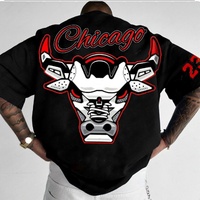 Cotton Casual Top Boys High-Quality Clothes Adult T Shirt Men Streetwear Teenager Tee Tracksuit Sportwear Chicago Red Hot Bulls